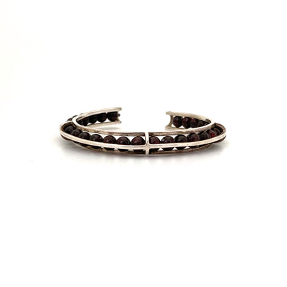 profile vintage silver garnet postmodern constructivist cuff bracelet