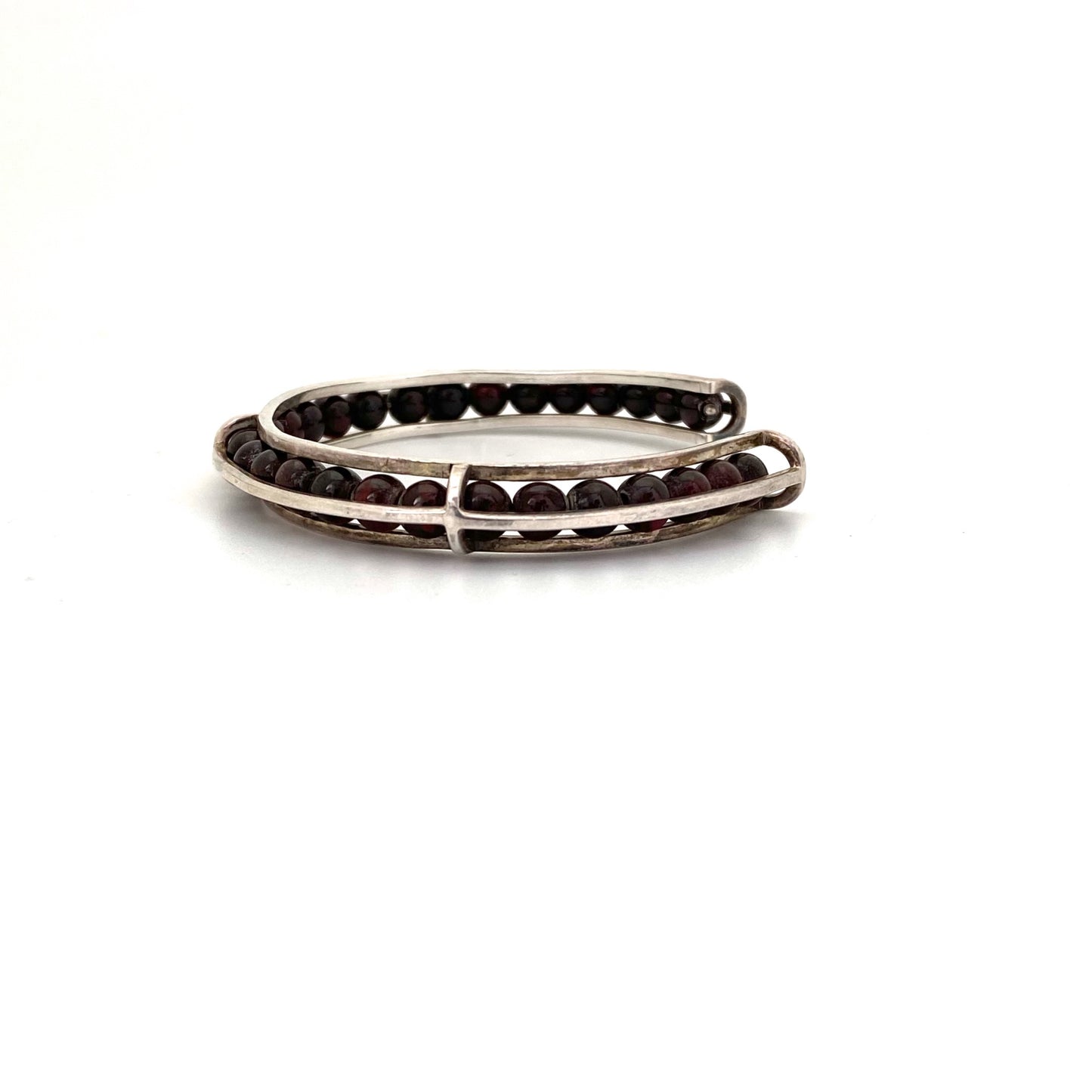 silver & garnet postmodern cuff bracelet