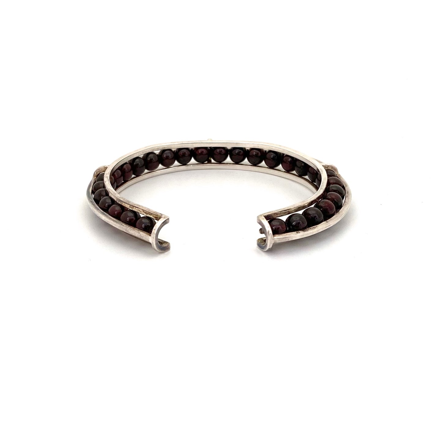 silver & garnet postmodern cuff bracelet