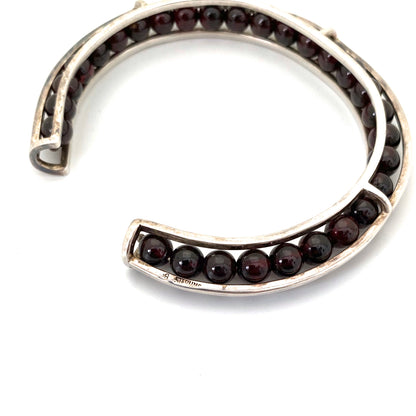 silver & garnet postmodern cuff bracelet