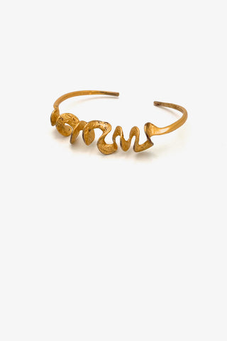 vintage silver gilt brutalist freeform cuff bracelet Modernist jewelry design
