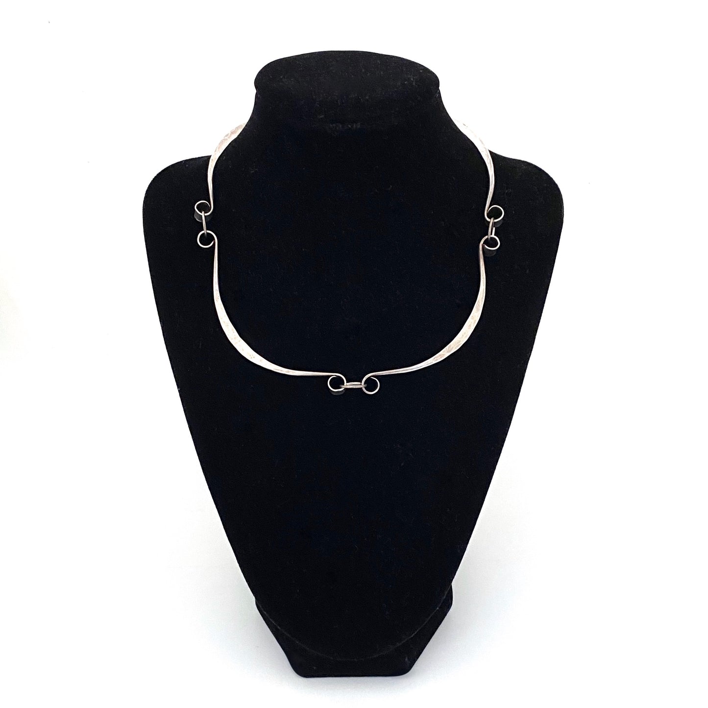 hammered silver choker necklace ~ studio made