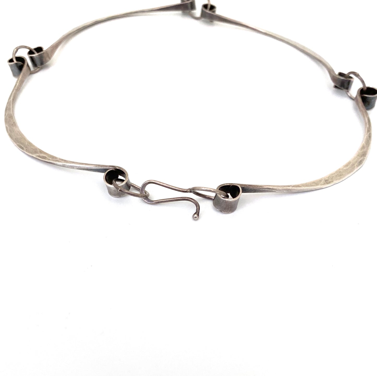 hammered silver choker necklace ~ studio made