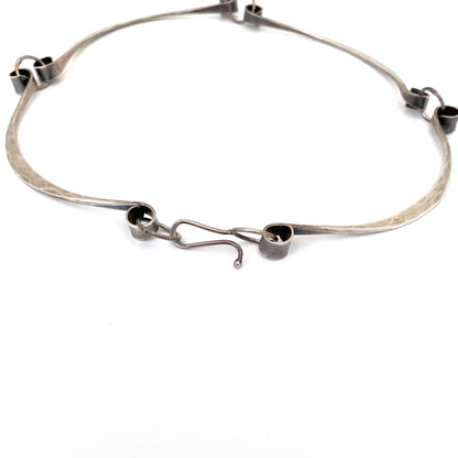 hammered silver choker necklace ~ studio made