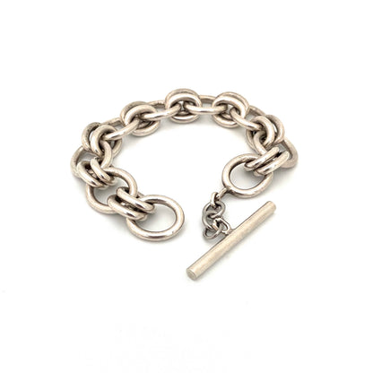 vintage silver heavy link bracelet ~ France