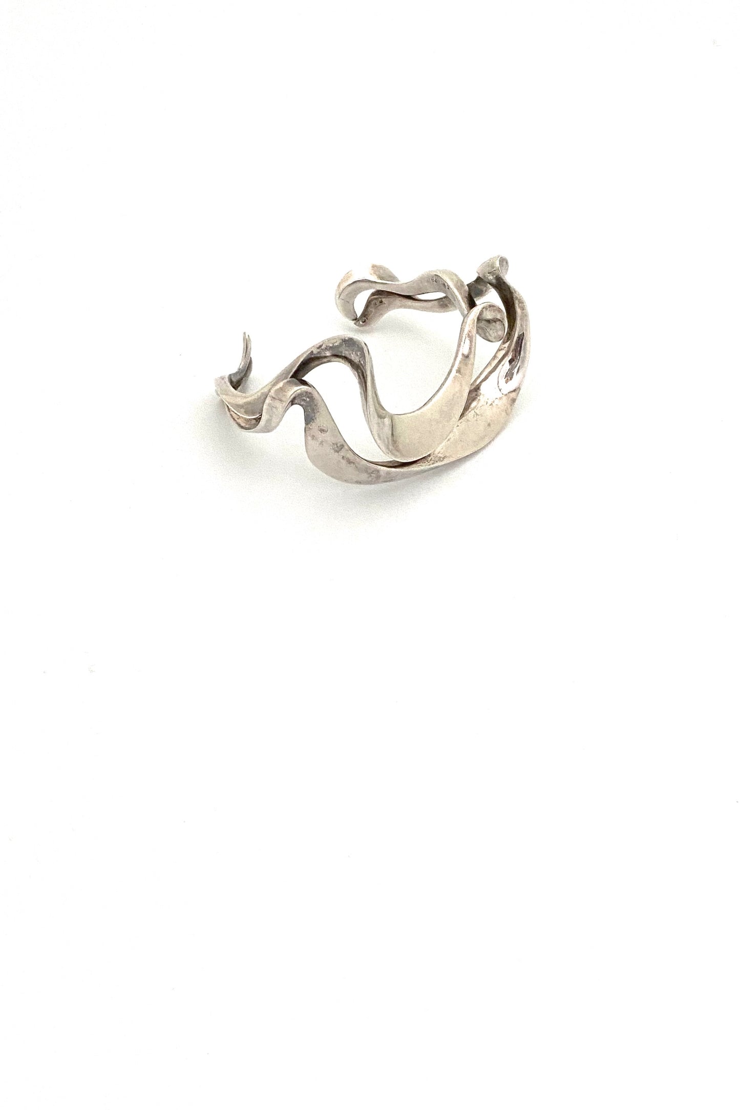 vintage silver heavy biomorphic cuff bracelet Modernist jewelry design
