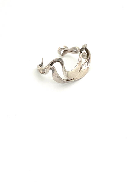 vintage silver heavy biomorphic cuff bracelet Modernist jewelry design