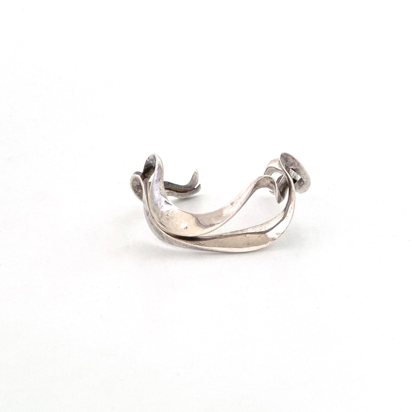 vintage silver heavy sculptural biomorphic cuff bracelet ~ signed