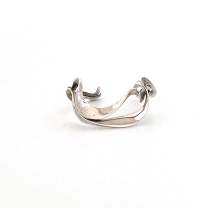 vintage silver heavy sculptural biomorphic cuff bracelet ~ signed