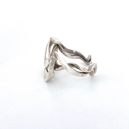 vintage silver heavy sculptural biomorphic cuff bracelet ~ signed