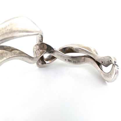 vintage silver heavy sculptural biomorphic cuff bracelet ~ signed