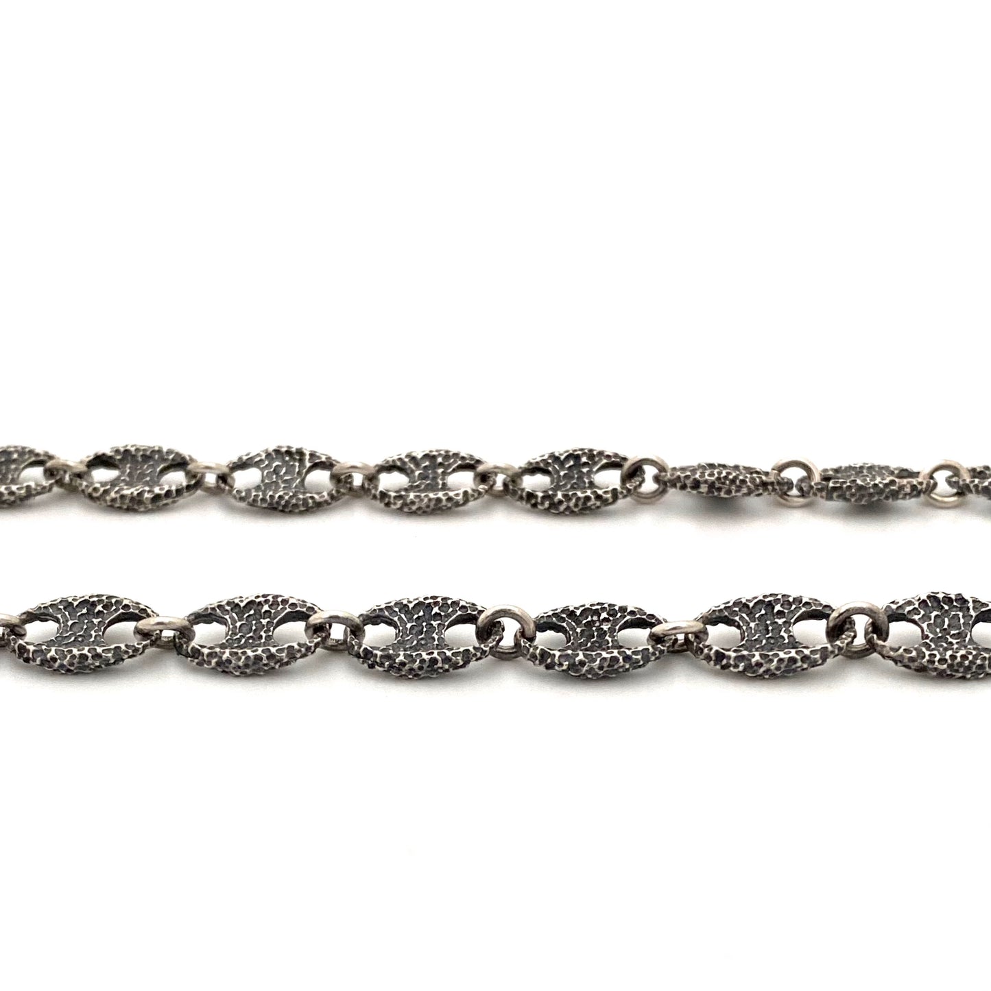 profile vintage silver heavy textured anchor link gucci link long chain necklace