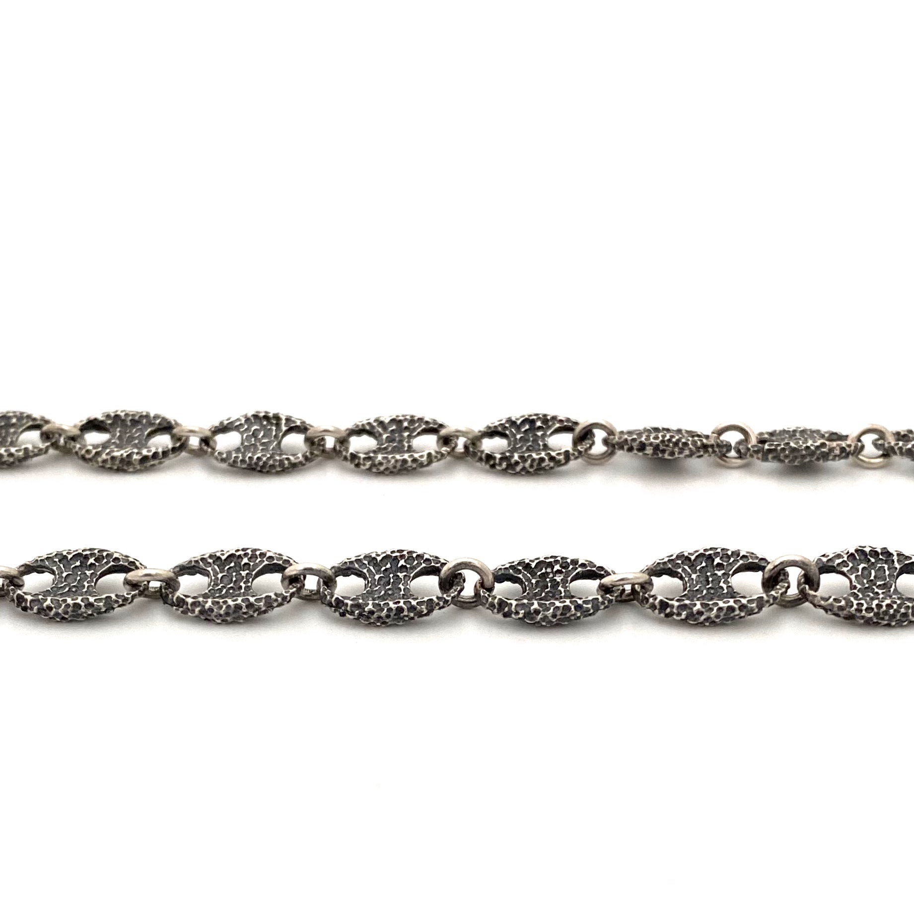 profile vintage silver heavy textured anchor link gucci link long chain necklace