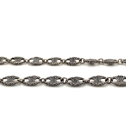 profile vintage silver heavy textured anchor link gucci link long chain necklace