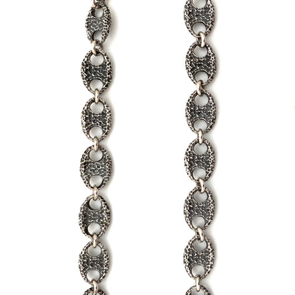 vintage heavy textured silver long chain necklace ~ anchor link