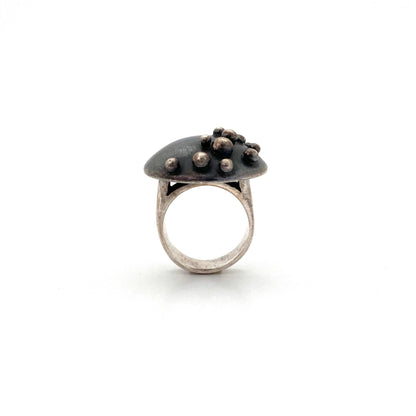 profile vintage silver dome ring French mark Modernist jewelry design
