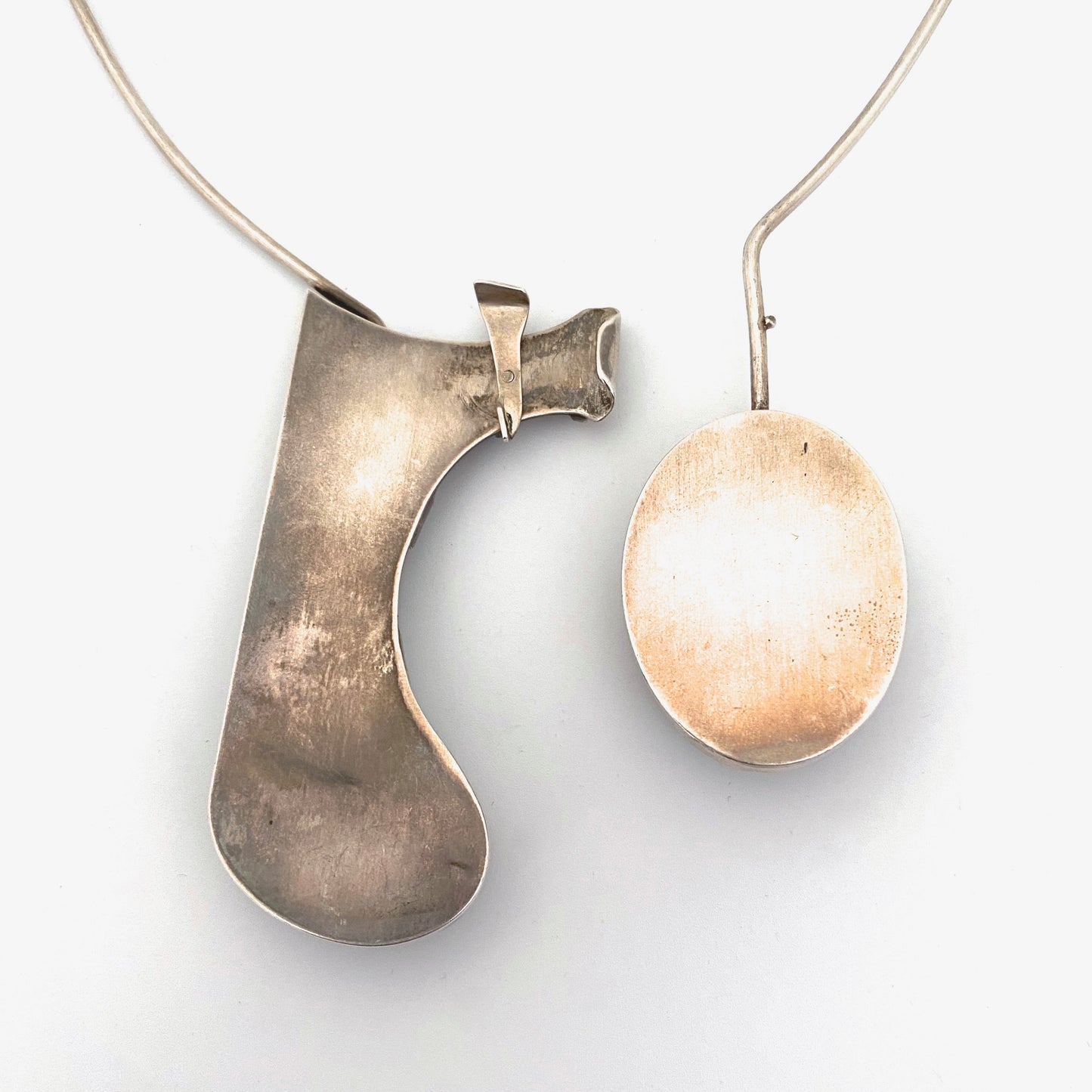 silver & moss agate large torque necklace ~ studio made