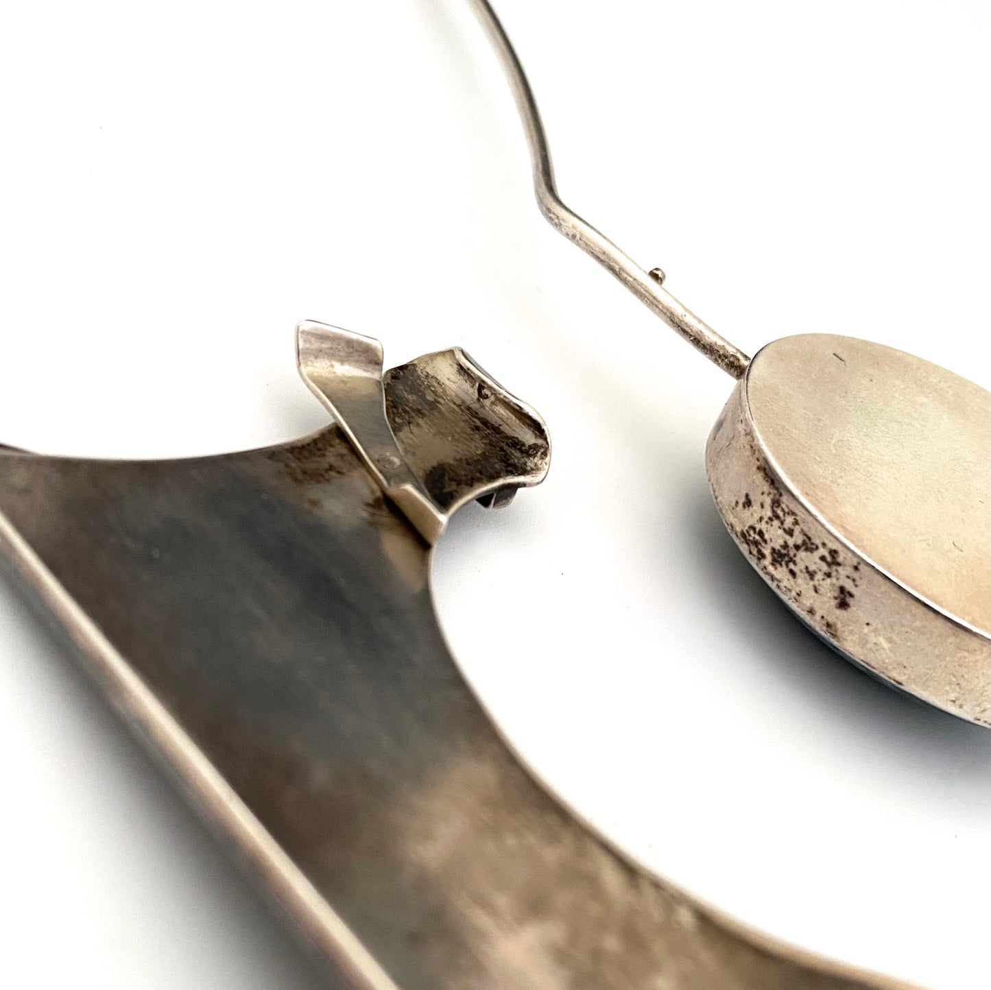 silver & moss agate large torque necklace ~ studio made