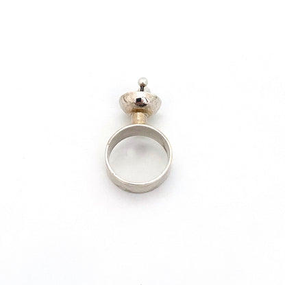 vintage silver & natural pearl ring ~ Modernist design