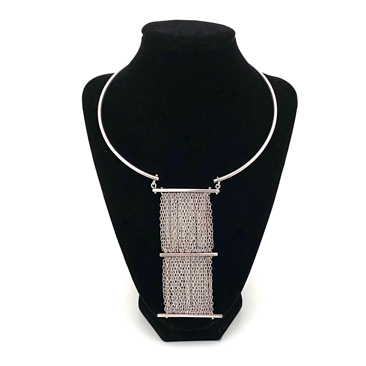 detail vintage silver large pendant choker necklace Belgium Modernist jewelry design