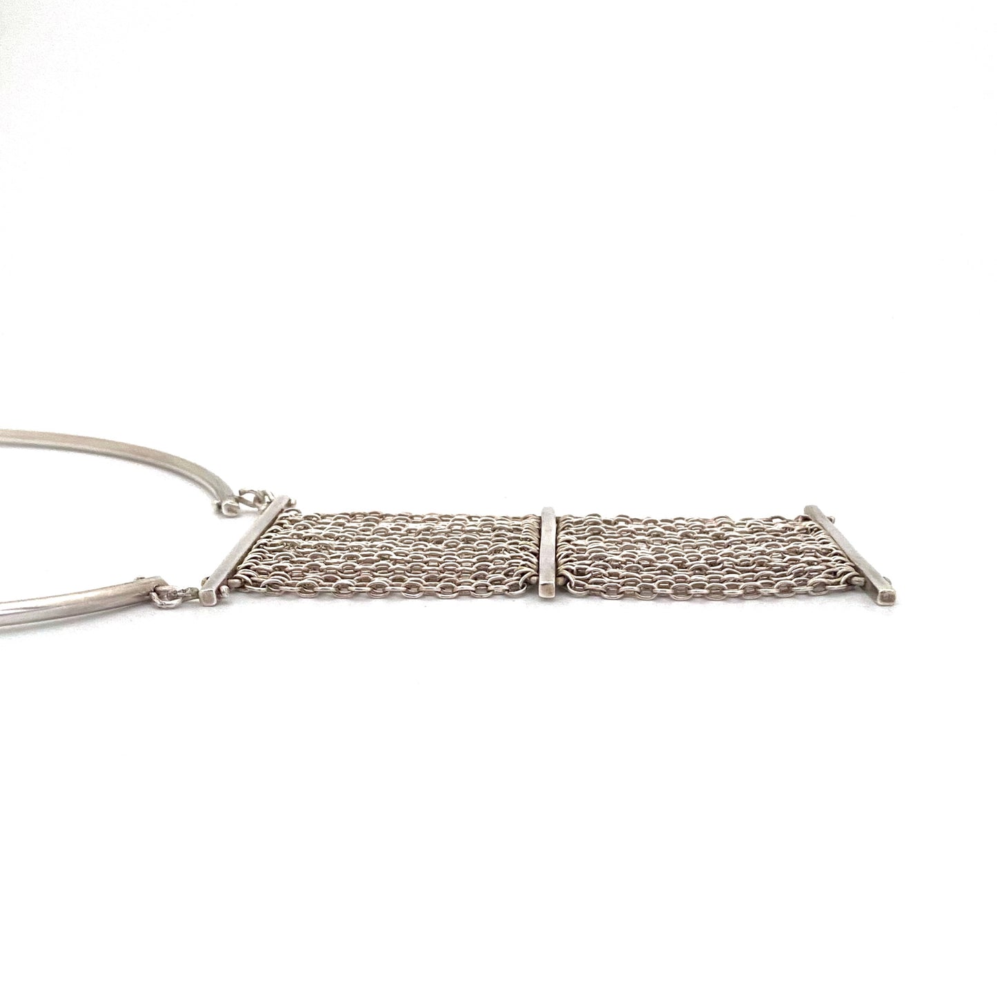 profile vintage silver large pendant choker necklace Belgium Modernist jewelry design