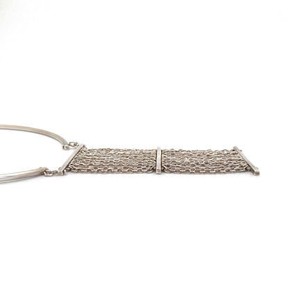 profile vintage silver large pendant choker necklace Belgium Modernist jewelry design