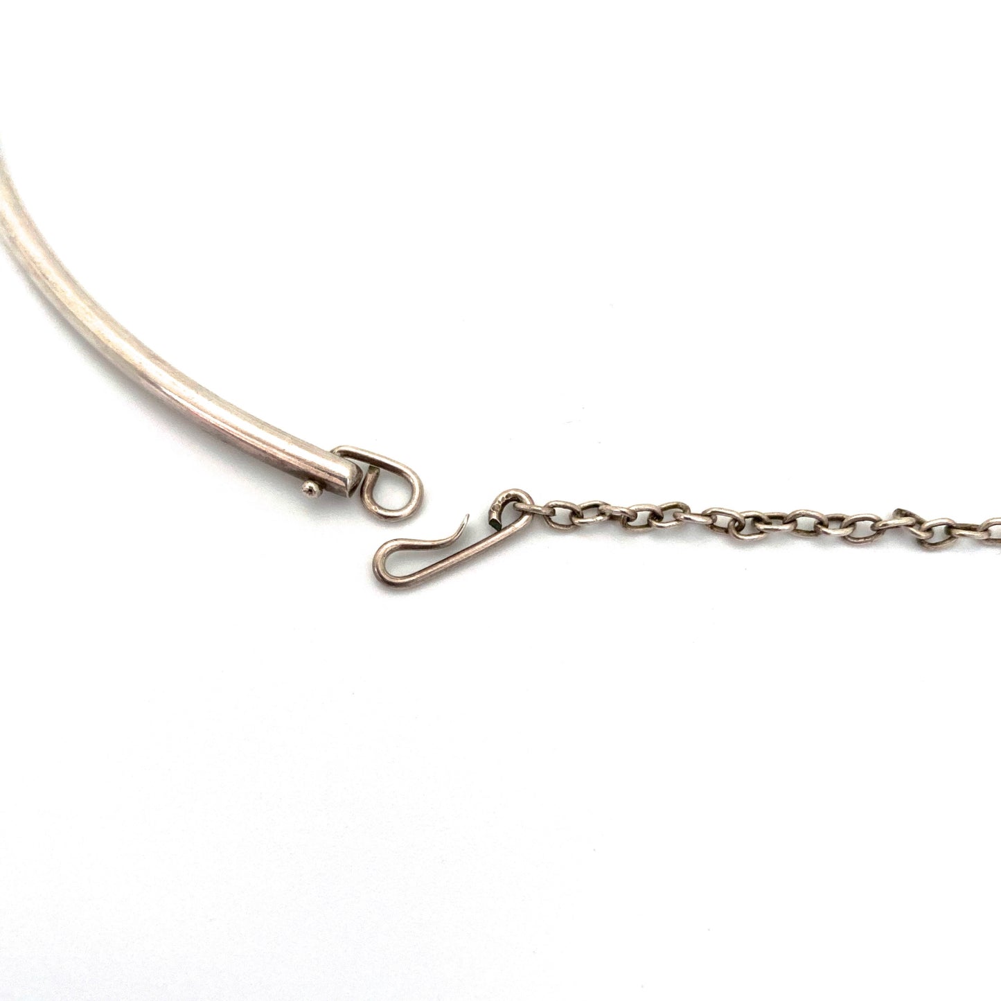 Modernist silver choker necklace ~ large kinetic chain pendant