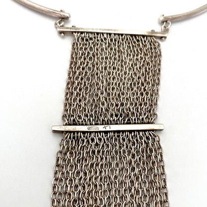 Modernist silver choker necklace ~ large kinetic chain pendant