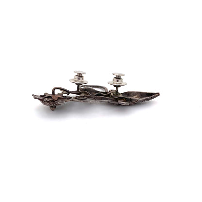 vintage silver postmodern flower heart brooch pendant