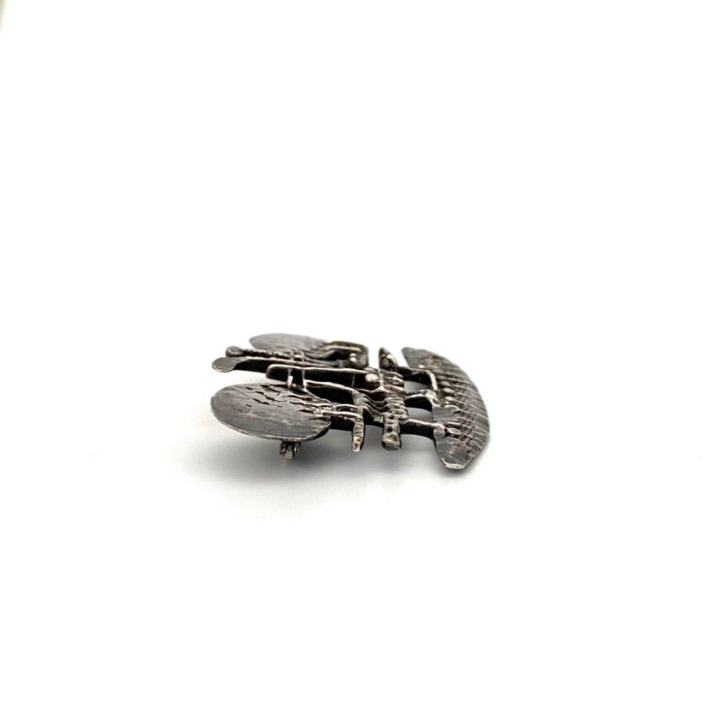 brutalist sculptural silver brooch