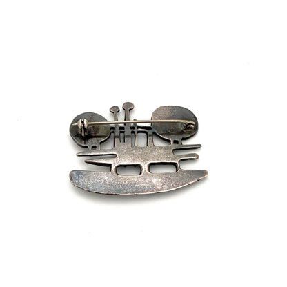 brutalist sculptural silver brooch