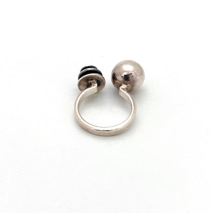 silver sphere & discs ring