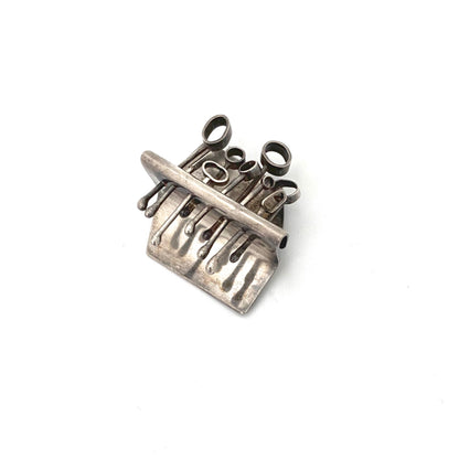 brutalist silver dimensional brooch ~ studio made