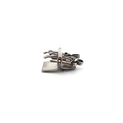 profile vintage silver studio made brutalist brooch Modernist jewelry design