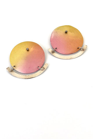 vintage sterling silver anodized aluminum large earrings Postmodern jewelry design