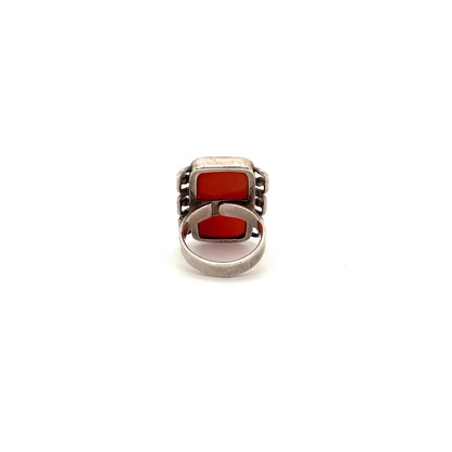 vintage silver & carnelian large ring