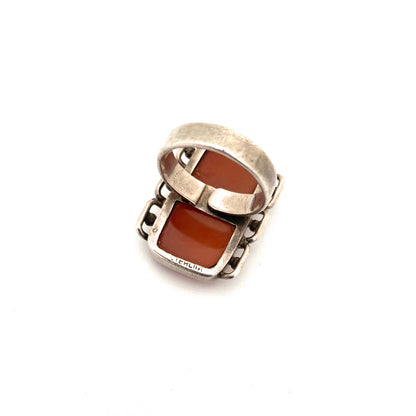 vintage silver & carnelian large ring