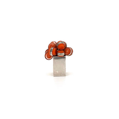 profile vintage silver and glass studio made ring Modernist jewelry design