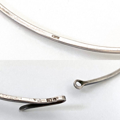 vintage heavy silver hand wrought curvy choker necklace ~ Poland