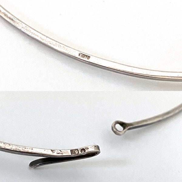 vintage heavy silver hand wrought curvy choker necklace ~ Poland