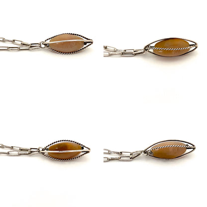 profile agate colors ORNO Poland vintage silver agate pendant necklace Modernist jewelry design