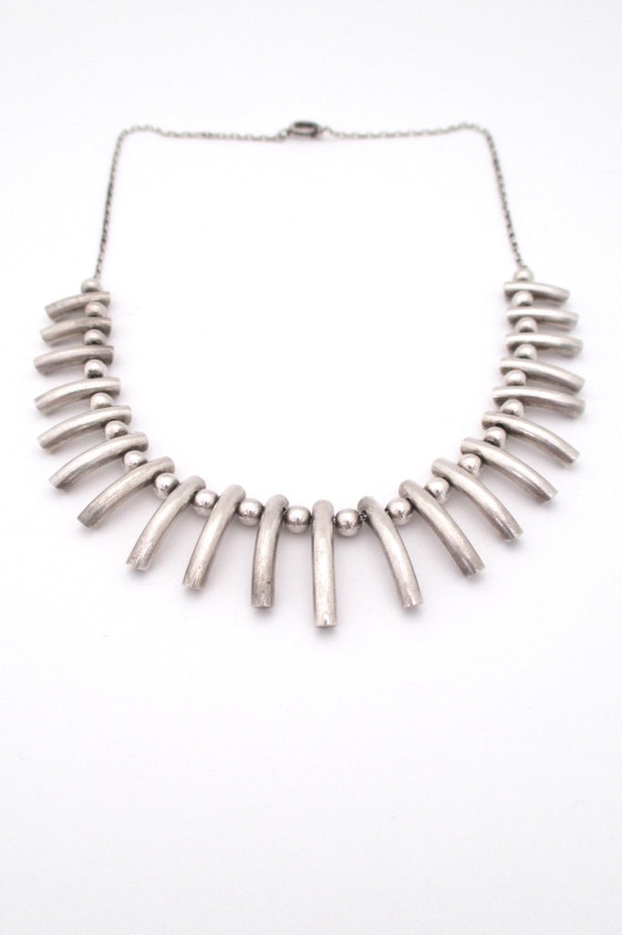 A Dragsted Denmark vintage heavy silver graduated fringe necklace Scandinavian Modern design