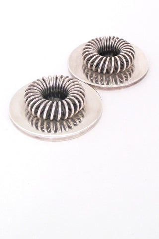 A F Rasmussen Denmark vintage Scandinavian Modernist sterling silver pair of candle holders