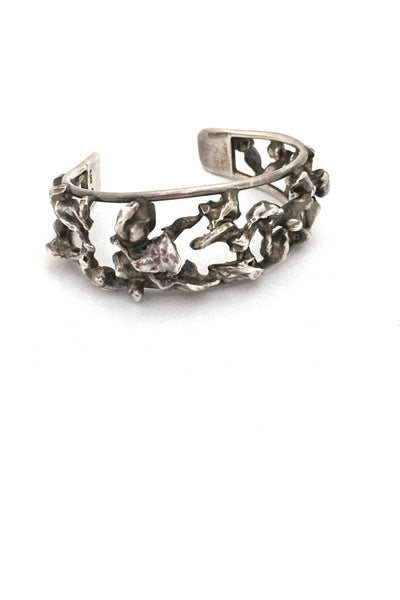 Aage Weimar Denmark vintage silver large and heavy brutalist cuff bracelet mid century Scandinavian design jewelry