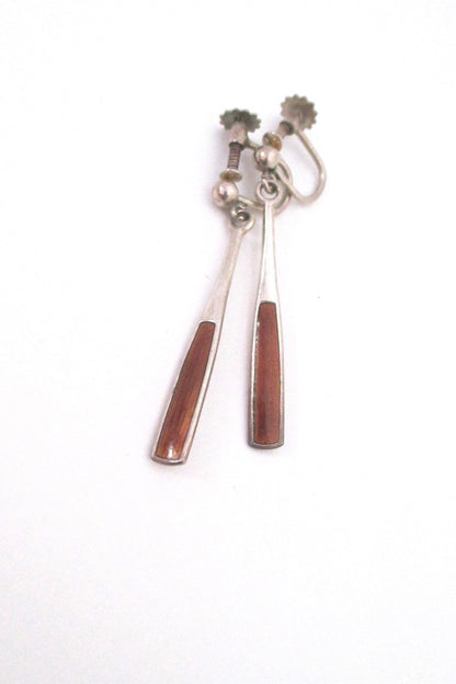 Aksel Holmsen Norway vintage mid century sterling silver and enamel drop earrings