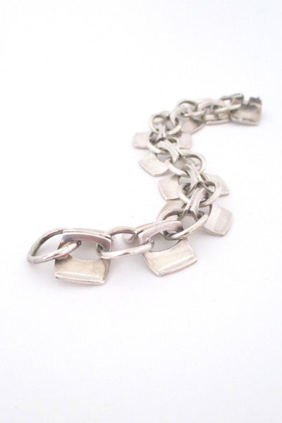 Alton Sweden large vintage modernist silver link bracelet by KE Palmberg 1973