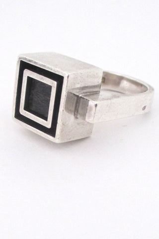 Alton Sweden vintage Scandinavian Modernist heavy silver & ebony ring