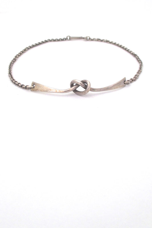 Andreas Mikkelsen Denmark vintage silver knot necklace mid century Scandinavian design