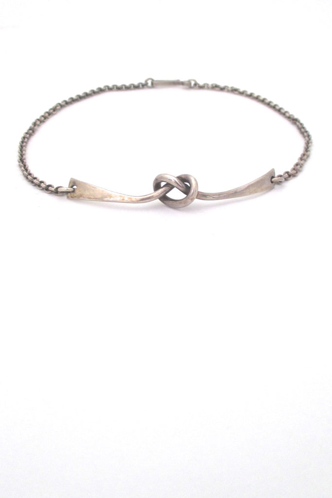 Andreas Mikkelsen Denmark vintage silver knot necklace mid century Scandinavian design