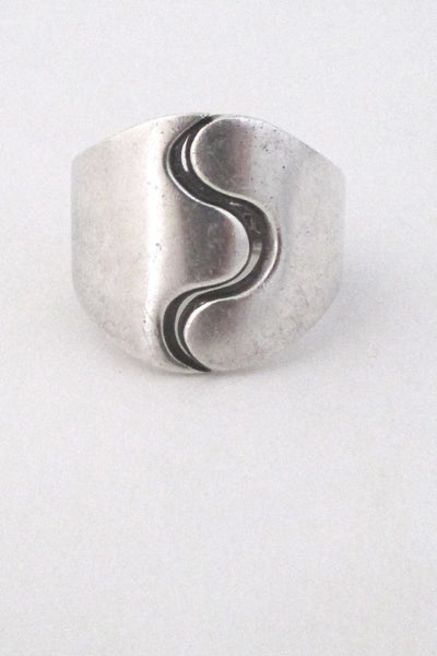 Andreas Mikkelsen Denmark large sterling silver Scandinavian modernist ring